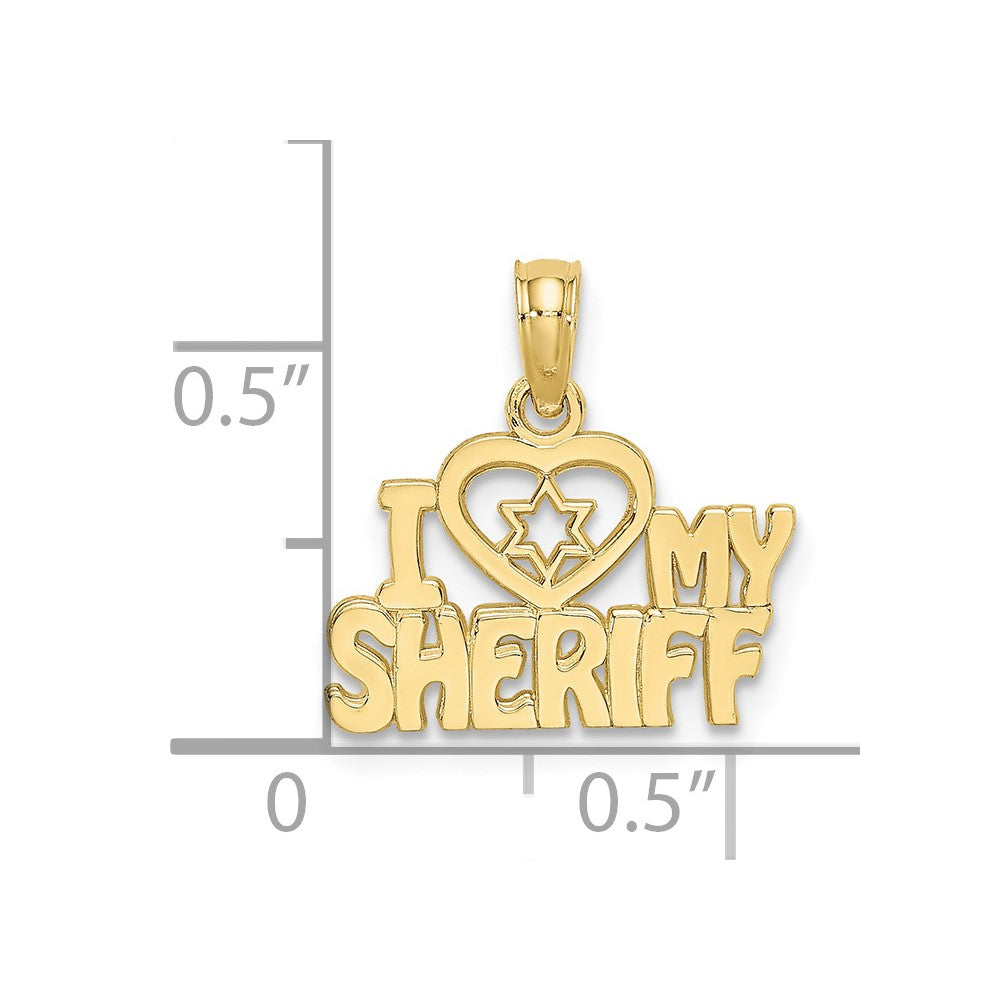 FJC Finejewelers 10 kt Yellow Gold I HEART MY SHERIFF Charm 15 x 16 mm