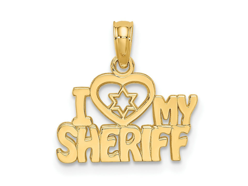 FJC Finejewelers 10 kt Yellow Gold I HEART MY SHERIFF Charm 15 x 16 mm