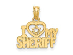 FJC Finejewelers 10 kt Yellow Gold I HEART MY SHERIFF Charm 15 x 16 mm