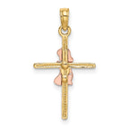FJC Finejewelers 10 kt Two Tone Gold Two-Tone 2-D Girl On Cross Charm 24 x 14 mm
