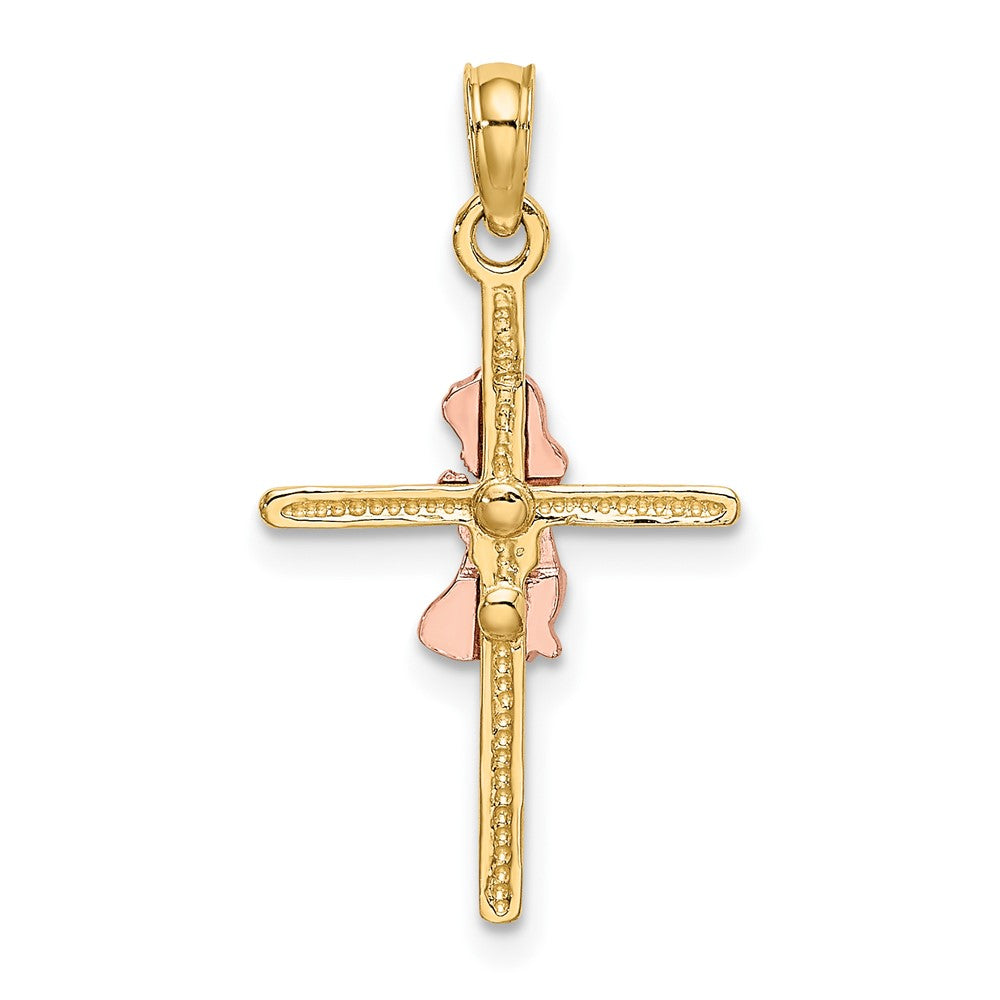FJC Finejewelers 10 kt Two Tone Gold Two-Tone 2-D Girl On Cross Charm 24 x 14 mm