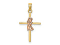 FJC Finejewelers 10 kt Two Tone Gold Two-Tone 2-D Girl On Cross Charm 24 x 14 mm