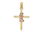 FJC Finejewelers 10 kt Two Tone Gold Two-Tone 2-D Girl On Cross Charm 24 x 14 mm