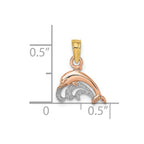 FJC Finejewelers 10 kt Two Tone Gold Two-Tone W/White Rhodium Dolphin and Wave Charm 7 x 11 mm