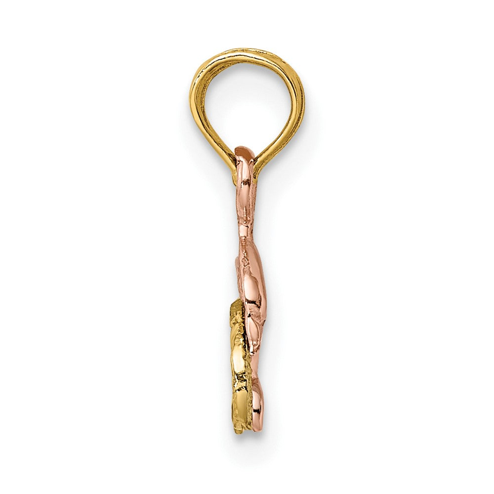 FJC Finejewelers 10 kt Two Tone Gold Two-Tone W/White Rhodium Dolphin and Wave Charm 7 x 11 mm