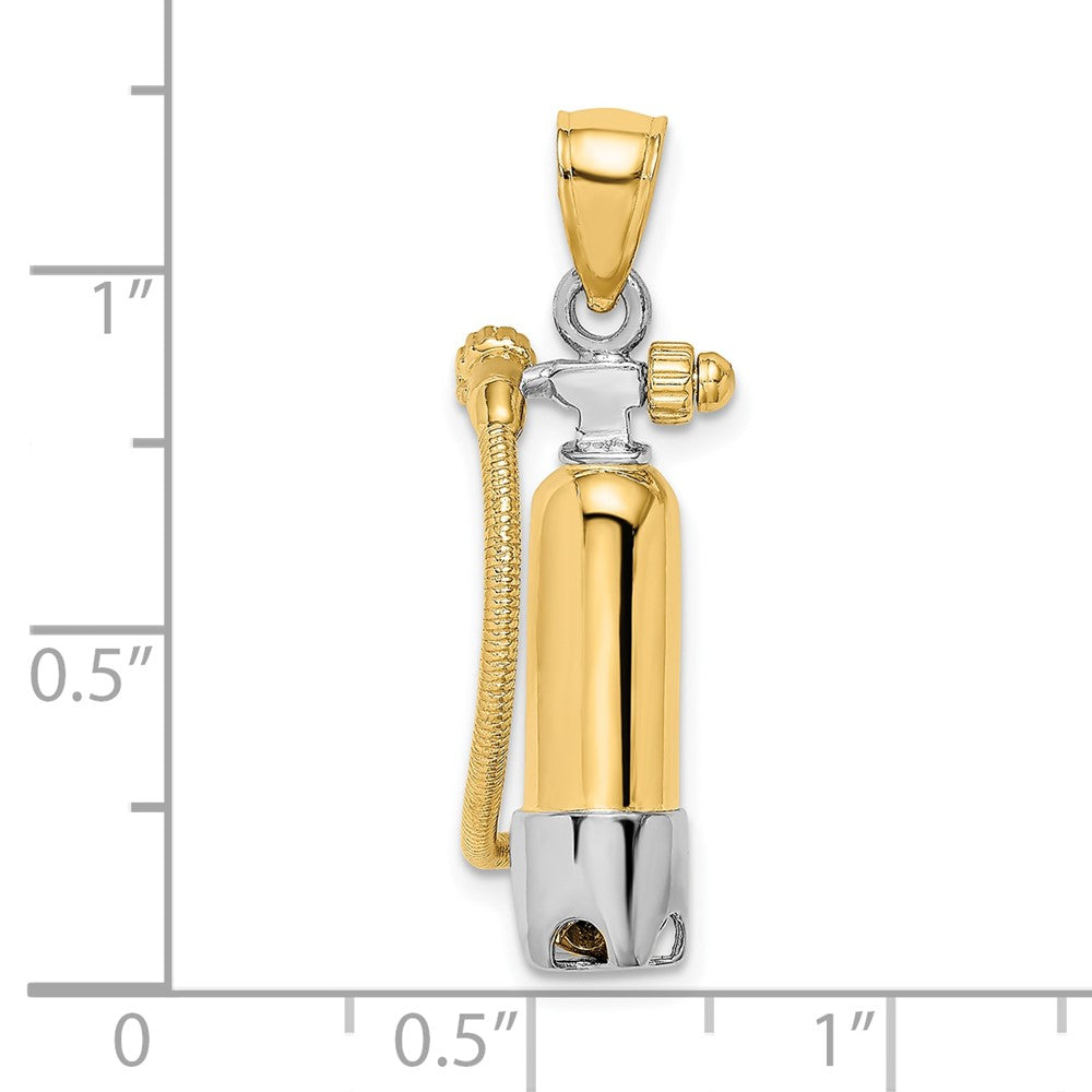 FJC Finejewelers 10 kt Yellow Gold with Rhodium 3-D Single Scuba Tank W/ Hose Charm 31 x 10 mm
