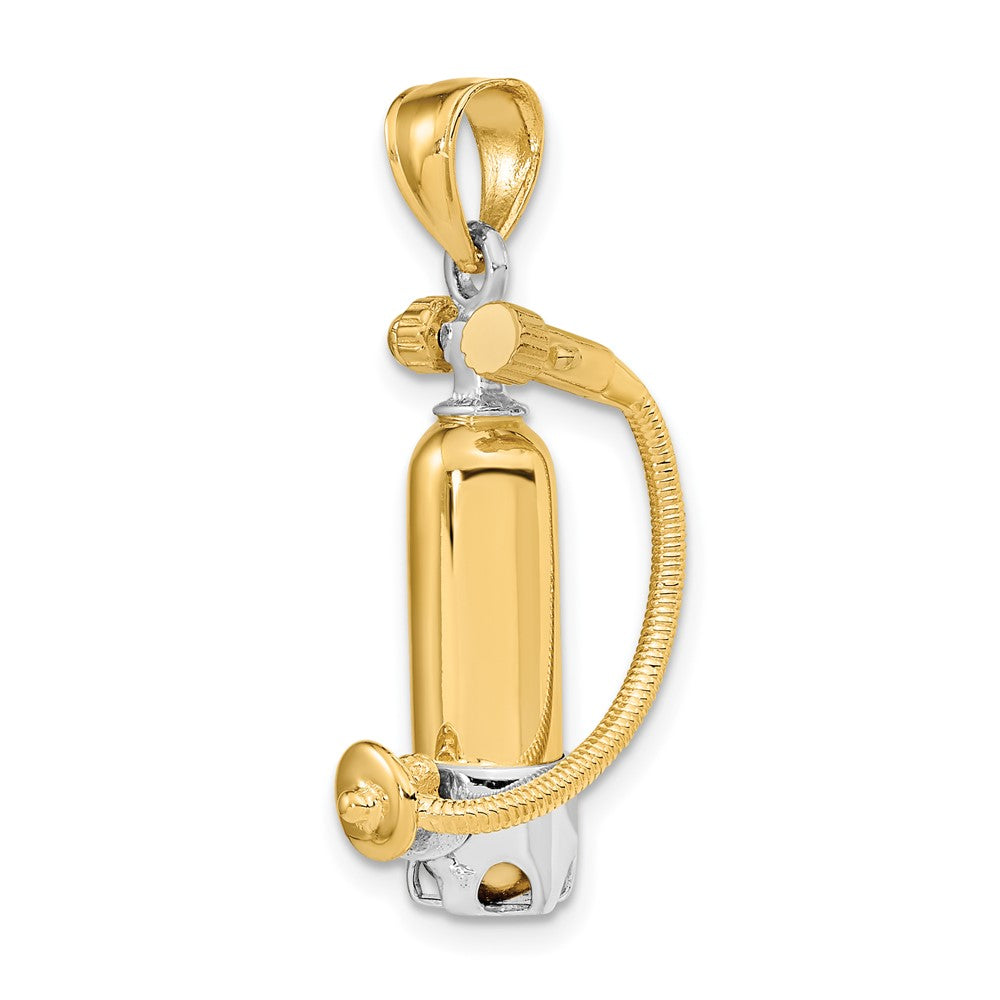 FJC Finejewelers 10 kt Yellow Gold with Rhodium 3-D Single Scuba Tank W/ Hose Charm 31 x 10 mm