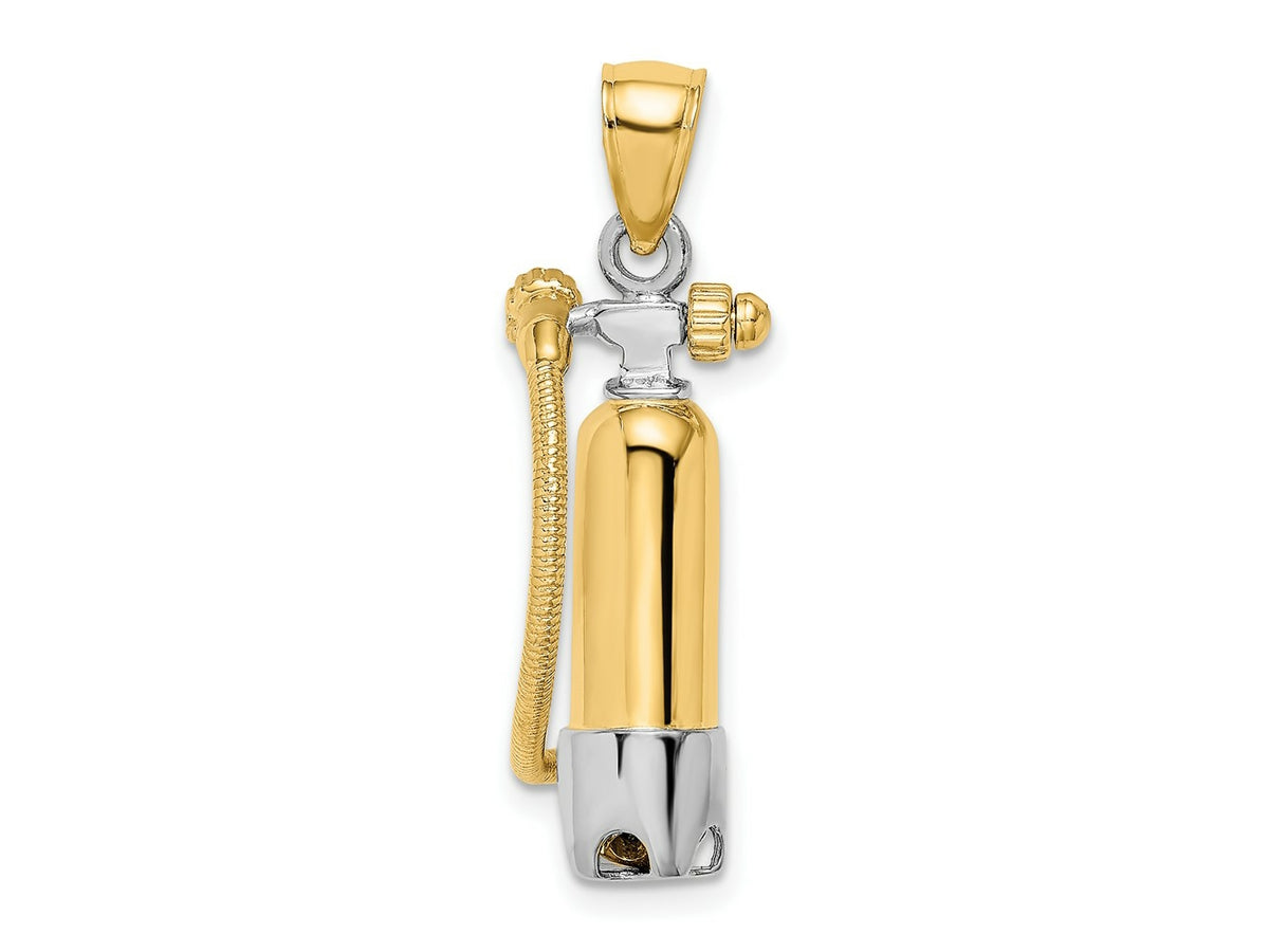 FJC Finejewelers 10 kt Yellow Gold with Rhodium 3-D Single Scuba Tank W/ Hose Charm 31 x 10 mm