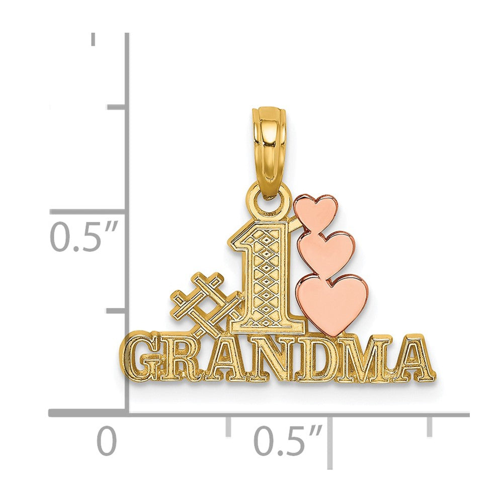 FJC Finejewelers 10 kt Two Tone Gold Two-Tone #1 GRANDMA with Three Hearts Charm 16 x 20 mm