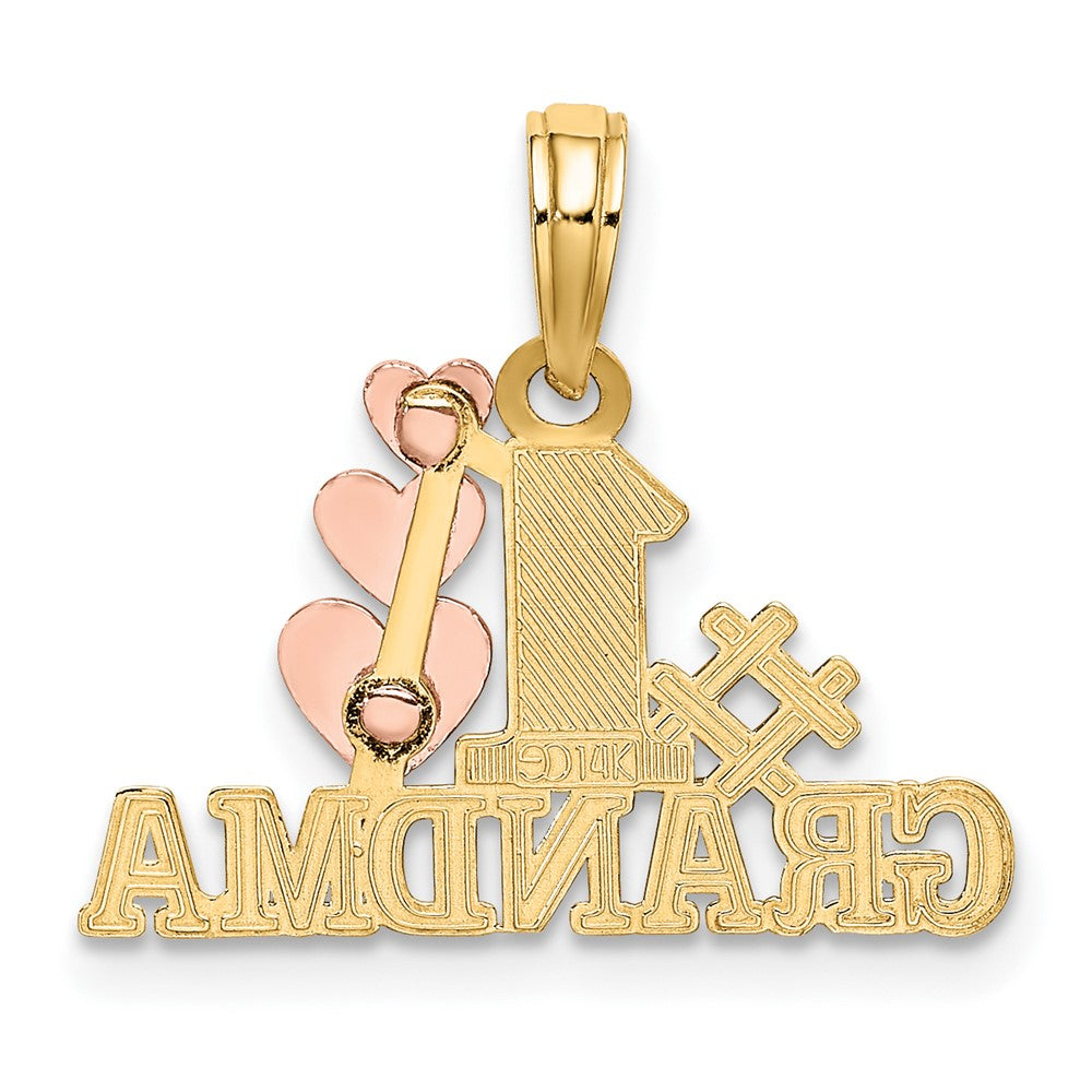FJC Finejewelers 10 kt Two Tone Gold Two-Tone #1 GRANDMA with Three Hearts Charm 16 x 20 mm