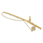 FJC Finejewelers 10 kt Yellow Gold with Rhodium 3-D Fly Rod Fishing Pole Charm 18 x 64 mm