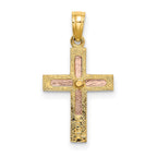 FJC Finejewelers 10 kt Two Tone Gold Two-tone Polished Cross Charm 15 x 13 mm