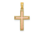 FJC Finejewelers 10 kt Two Tone Gold Two-tone Polished Cross Charm 15 x 13 mm