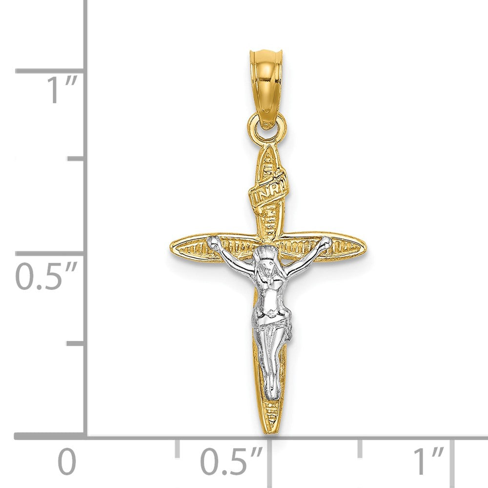 FJC Finejewelers 10 kt Yellow Gold W/ Rhodium INRICrucifix Charm 26 x 15 mm