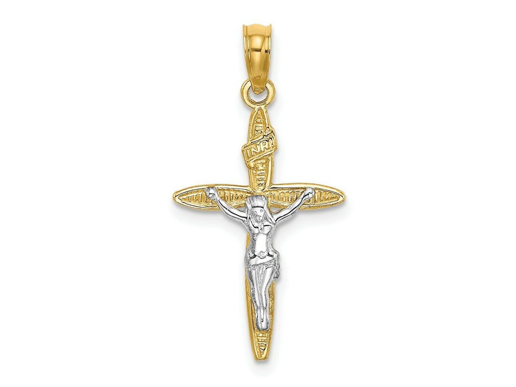 FJC Finejewelers 10 kt Yellow Gold W/ Rhodium INRICrucifix Charm 26 x 15 mm
