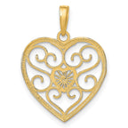FJC Finejewelers 10 kt Yellow Gold with Rhodium Filigree Beaded Heart Charm 24 x 19 mm
