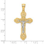 FJC Finejewelers 10 kt Yellow Gold W/ Rhodium Crucifix W/ Scrolled Tips Charm 43 x 23 mm