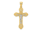 FJC Finejewelers 10 kt Yellow Gold W/ Rhodium Crucifix W/ Scrolled Tips Charm 43 x 23 mm