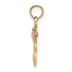 FJC Finejewelers 10 kt Two Tone Gold Two-Tone Textured Scroll with Flower MOM Charm 16 x 15 mm