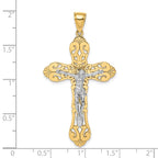 FJC Finejewelers 10 kt Yellow Gold W/ Rhodium Crucifix Charm 52 x 26 mm