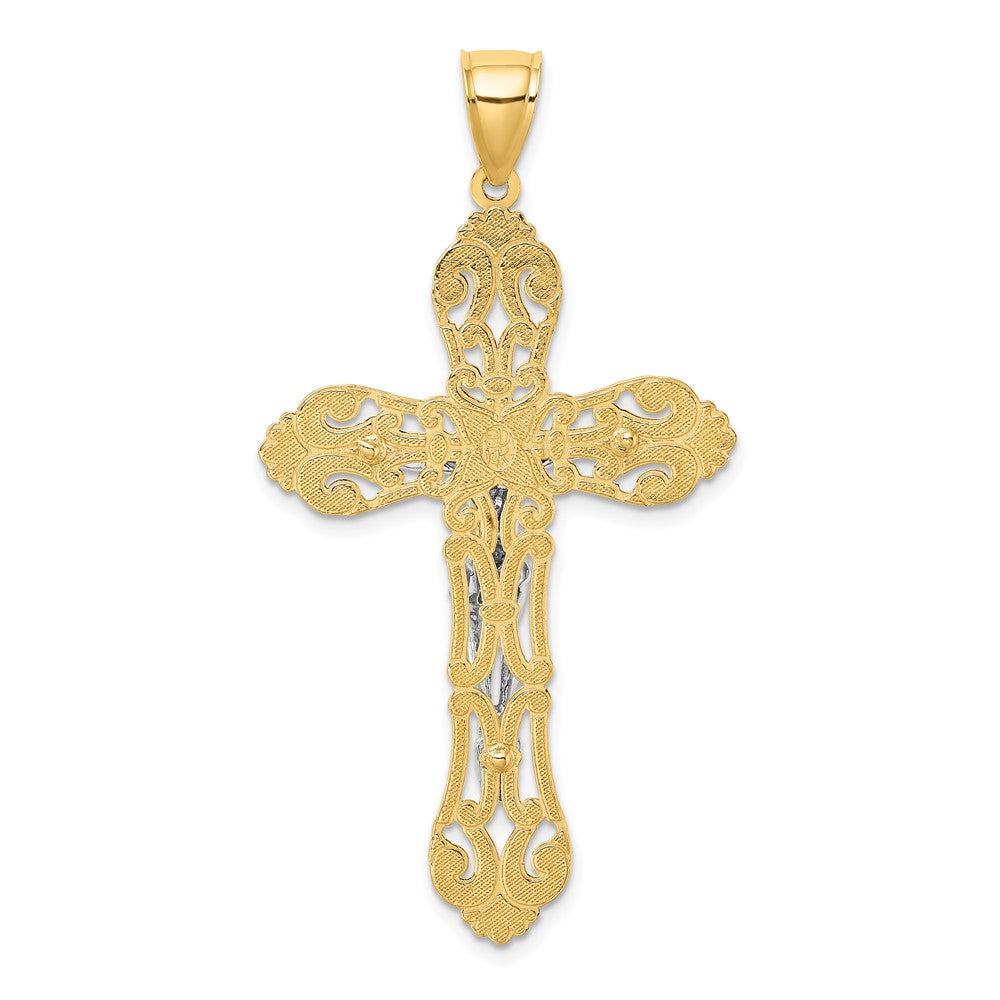 FJC Finejewelers 10 kt Yellow Gold W/ Rhodium Crucifix Charm 52 x 26 mm