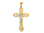 FJC Finejewelers 10 kt Yellow Gold W/ Rhodium Crucifix Charm 52 x 26 mm