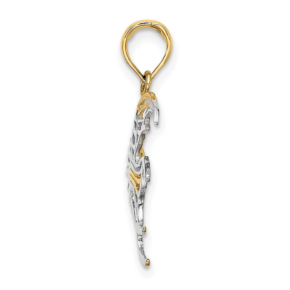 FJC Finejewelers 10 kt Yellow Gold with Rhodium Cut-Out Angelfish Charm 17 x 17 mm
