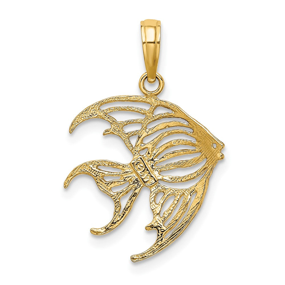 FJC Finejewelers 10 kt Yellow Gold with Rhodium Cut-Out Angelfish Charm 17 x 17 mm