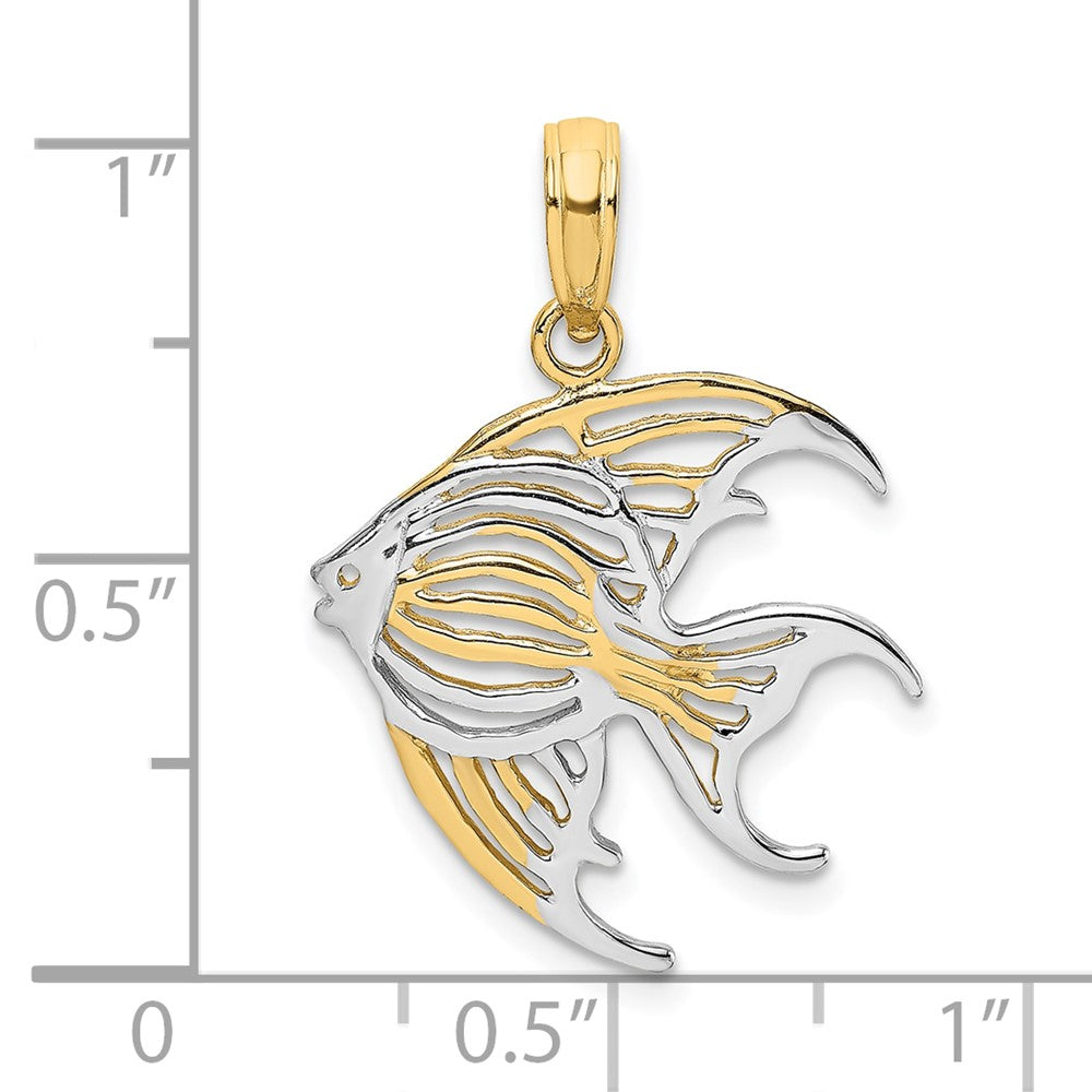 FJC Finejewelers 10 kt Yellow Gold with Rhodium Cut-Out Angelfish Charm 17 x 17 mm