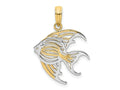 FJC Finejewelers 10 kt Yellow Gold with Rhodium Cut-Out Angelfish Charm 17 x 17 mm