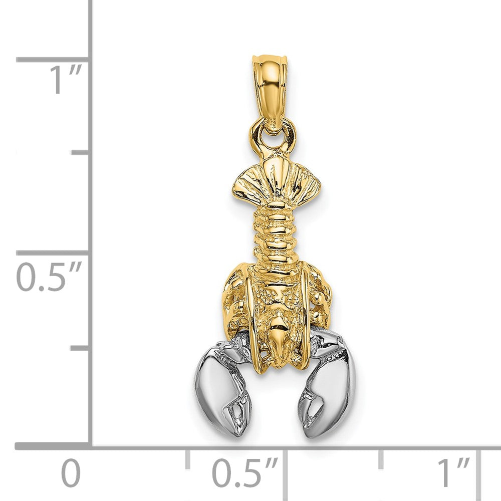 FJC Finejewelers 10 kt Yellow Gold with Rhodium 2-D Moveable Lobster Charm 17 x 10 mm