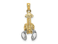 FJC Finejewelers 10 kt Yellow Gold with Rhodium 2-D Moveable Lobster Charm 17 x 10 mm