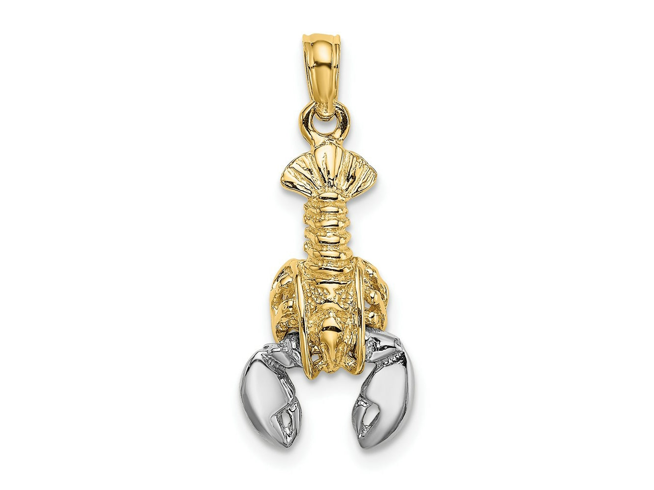 FJC Finejewelers 10 kt Yellow Gold with Rhodium 2-D Moveable Lobster Charm 17 x 10 mm