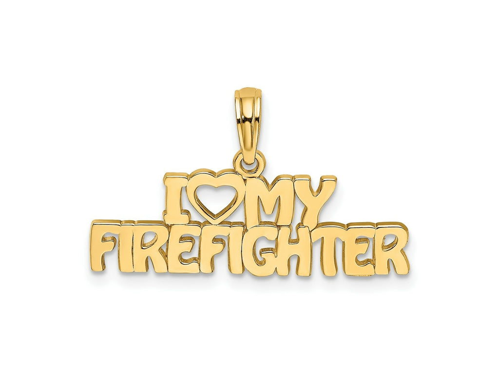 FJC Finejewelers 10 kt Yellow Gold I LOVE MY FIREFIGHTER Charm 8 x 26 mm