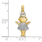 FJC Finejewelers 10 kt Yellow Gold Textured with Rhodium Girl Charm 22 x 12 mm