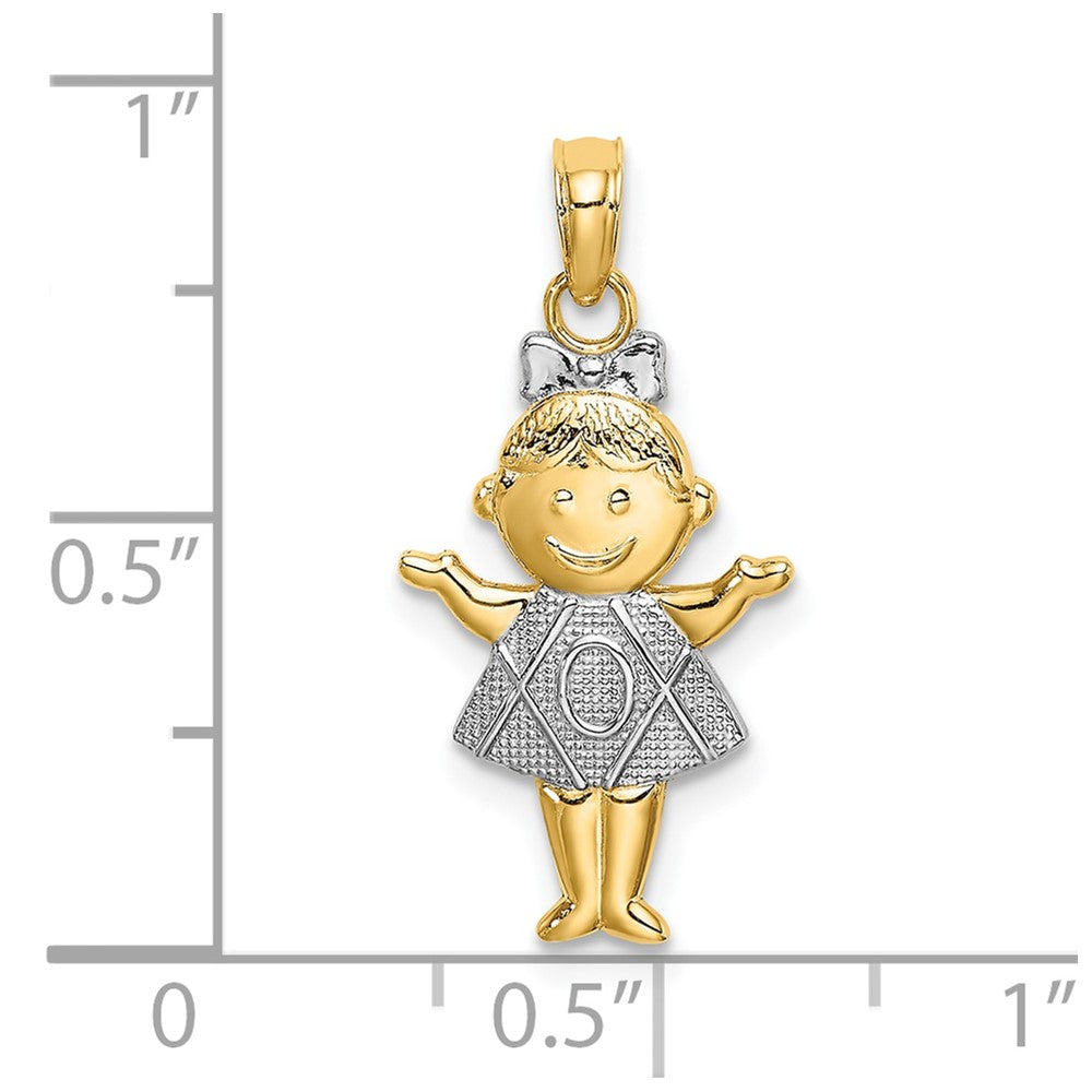 FJC Finejewelers 10 kt Yellow Gold Textured with Rhodium Girl Charm 22 x 12 mm
