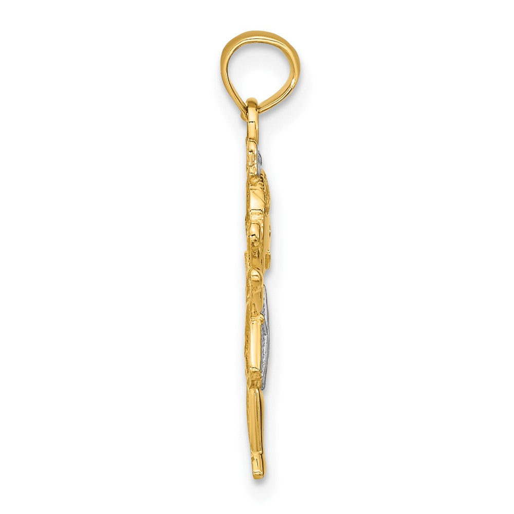 FJC Finejewelers 10 kt Yellow Gold Textured with Rhodium Girl Charm 22 x 12 mm