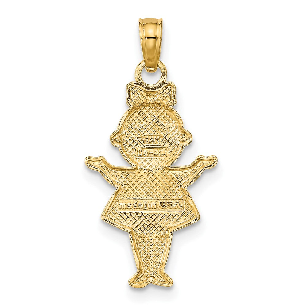 FJC Finejewelers 10 kt Yellow Gold Textured with Rhodium Girl Charm 22 x 12 mm