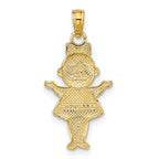 FJC Finejewelers 10 kt Yellow Gold Textured with Rhodium Girl Charm 22 x 12 mm