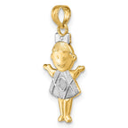 FJC Finejewelers 10 kt Yellow Gold Textured with Rhodium Girl Charm 22 x 12 mm