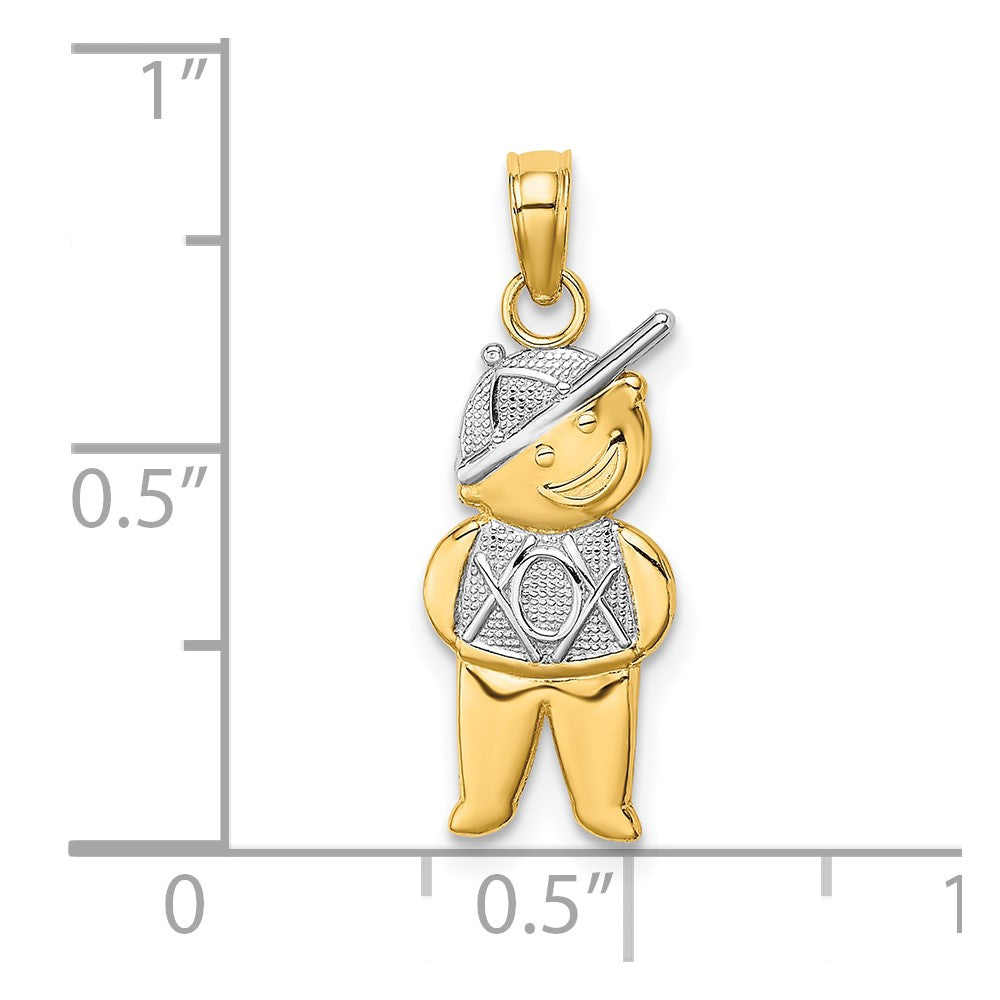 FJC Finejewelers 10 kt Yellow Gold Textured with Rhodium Boy Charm 20 x 8 mm