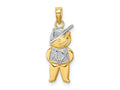 FJC Finejewelers 10 kt Yellow Gold Textured with Rhodium Boy Charm 20 x 8 mm