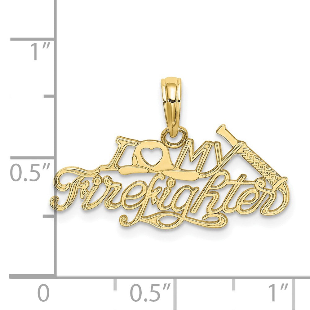 FJC Finejewelers 10 kt Yellow Gold I LOVE MY FIREFIGHTER Charm 9 x 26 mm