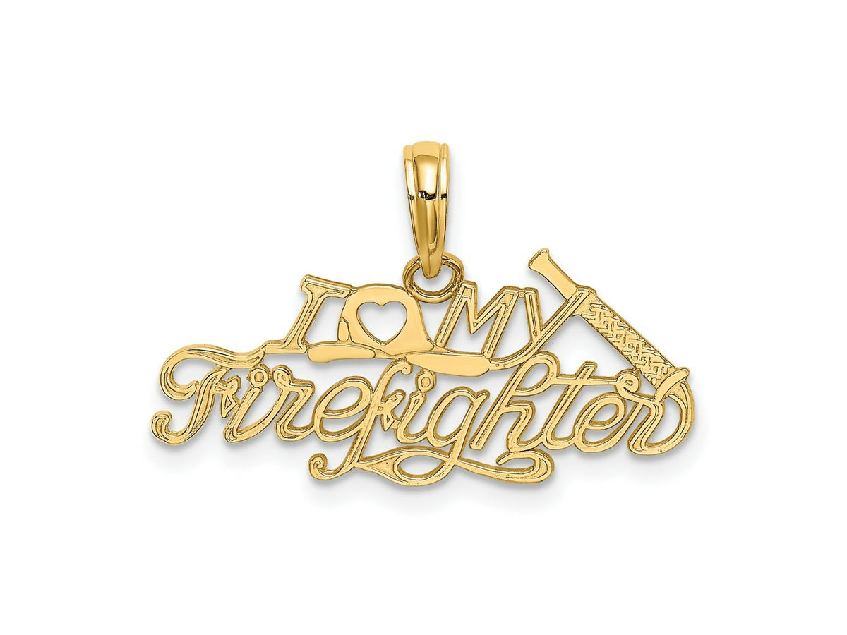 FJC Finejewelers 10 kt Yellow Gold I LOVE MY FIREFIGHTER Charm 9 x 26 mm