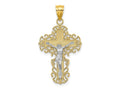 FJC Finejewelers 10 kt Two Tone Gold Two-Tone with Lace Trim Crucifix Charm 33 x 18 mm