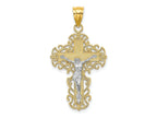 FJC Finejewelers 10 kt Two Tone Gold Two-Tone with Lace Trim Crucifix Charm 33 x 18 mm