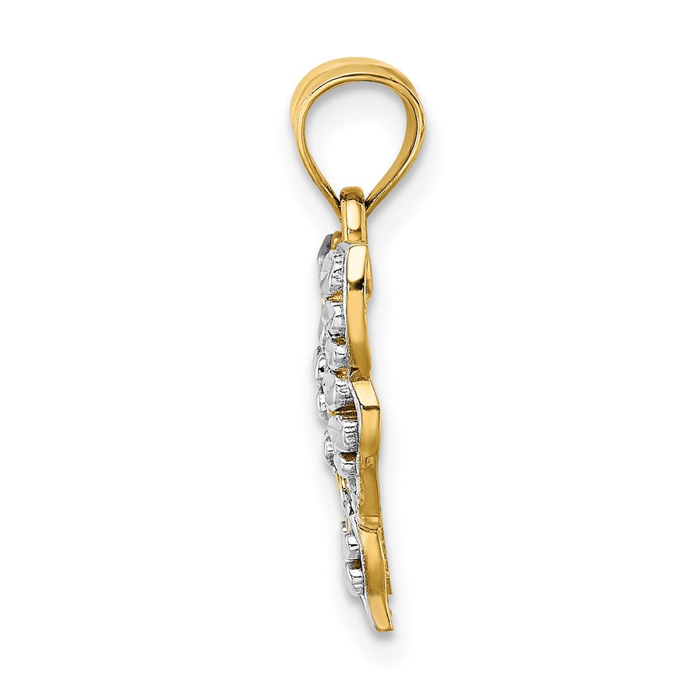 FJC Finejewelers 10 kt Yellow Gold Bright Cut with Rhodium Butterfly with White Edge and Cut-out Wings 20 x 19 mm