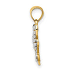 FJC Finejewelers 10 kt Yellow Gold Bright Cut with Rhodium Butterfly with White Edge and Cut-out Wings 20 x 19 mm