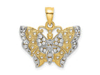 FJC Finejewelers 10 kt Yellow Gold Bright Cut with Rhodium Butterfly with White Edge and Cut-out Wings 20 x 19 mm