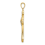 FJC Finejewelers 10 kt Yellow Gold W/ Rhodium Bright Cut Edges Cross Charm 33 x 24 mm